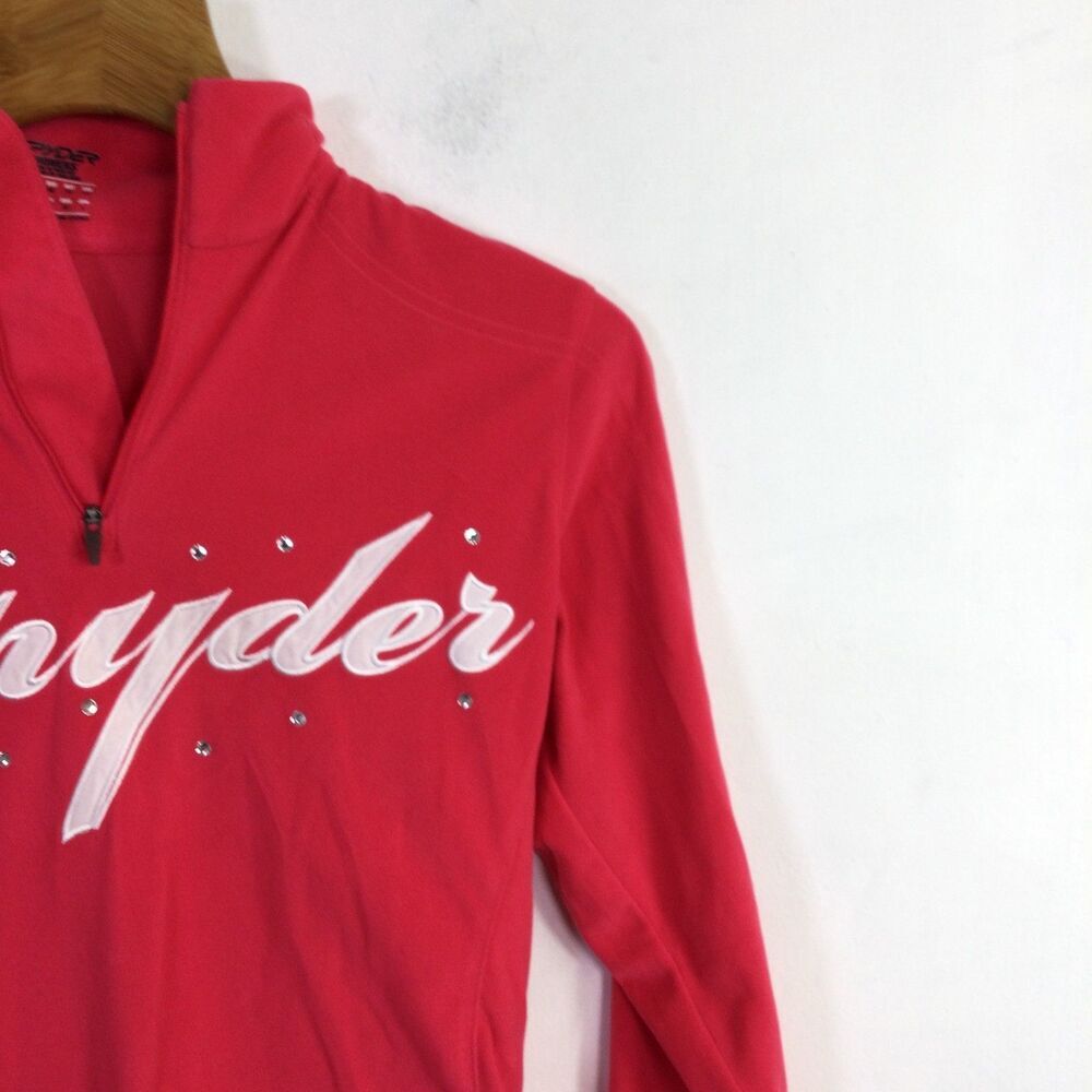 Spyder Womens Activewear Top 1/4 Zip Mock-Neck Long Sleeves Pink Size 10 - Picture 6 of 16